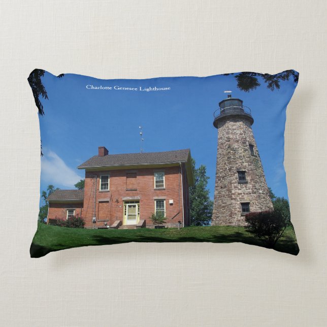 Almofada Decorativa Charlotte Genesee Lighthouse de dois lados (Frente)