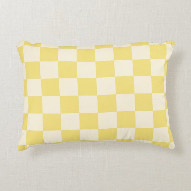 Almofada Decorativa Checkerboard amarelo (Frente)