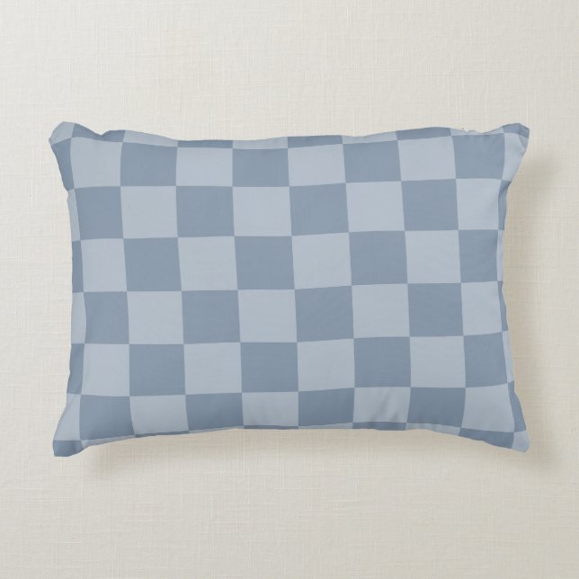 Almofada Decorativa Checkerboard azul empoeirado (Frente)