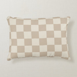 Almofada Decorativa Checkerboard castanho e bege