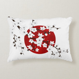Almofada Decorativa Cherry Blossoms Red Black White Ascensão Sun