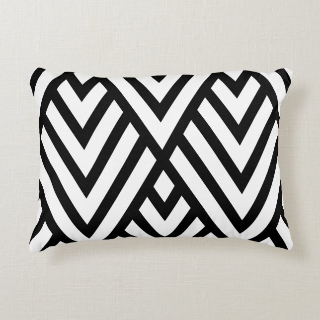 Almofada Decorativa Chervon Branco e Preto Moderno (Frente)