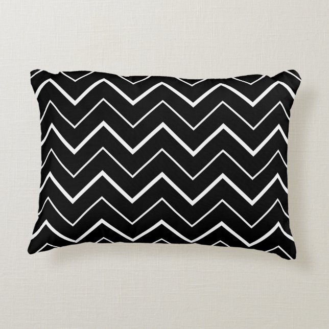 Almofada Decorativa Chevron preto e branco (Verso)