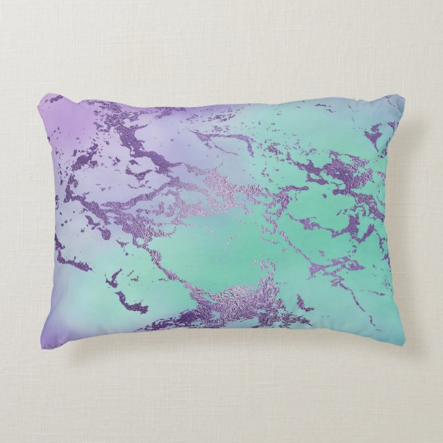 Almofada Decorativa Chic Marble | Lavanda Roxo e Mint Verde (Frente)