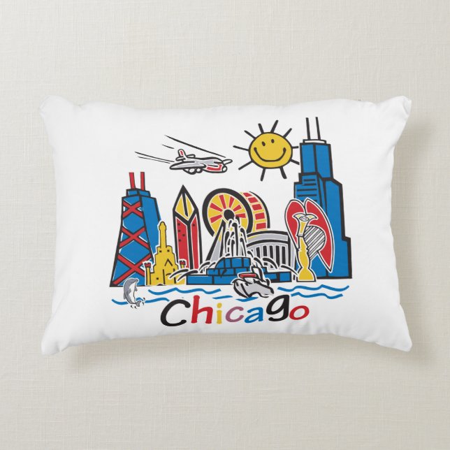 Almofada Decorativa Chicago Kids Skyline (Frente)