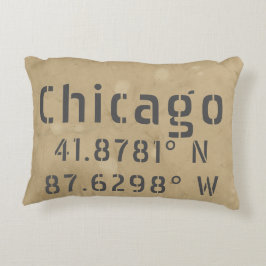 Almofada Decorativa Chicago Latitude Longitude Uban