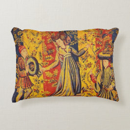 Almofada Decorativa Chinoiserie amarela azul-vermelha medieval italian