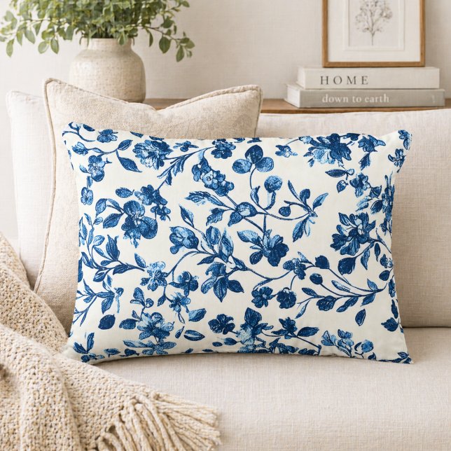 Almofada Decorativa Chinoiserie Azul e Branco (Criador carregado)