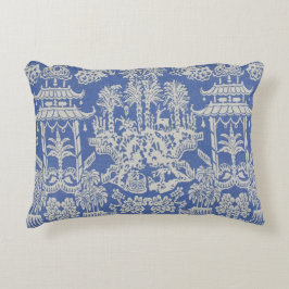 Almofada Decorativa Chinoiserie Oriental Azul e Branca