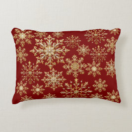 Almofada Decorativa Christams Gold and Red Snowflake