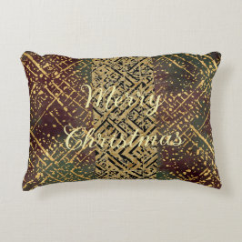 Almofada Decorativa Christmas Luxury Pattern, Red Gold Green Black