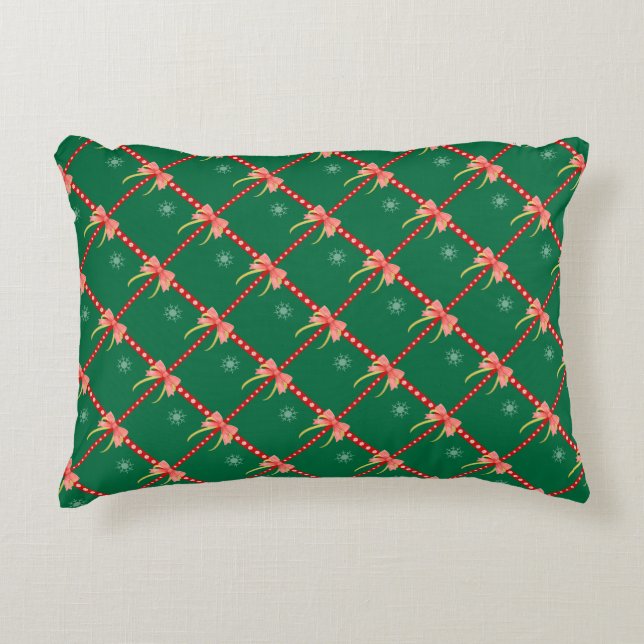 Almofada Decorativa Christmas with Ribbon & Snowflake Pattern (Frente)