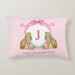 Almofada Decorativa Christmas Wreath Leopard Crest Monogram 