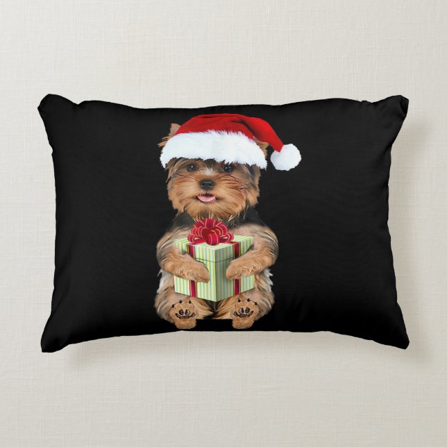 Almofada Decorativa Christmas Yorkie - Yorkshire Terrier Funny Dog (Frente)