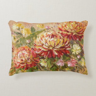 Almofada Decorativa Chrysanthemum Meadow: Pintura À Mão Acrílica.