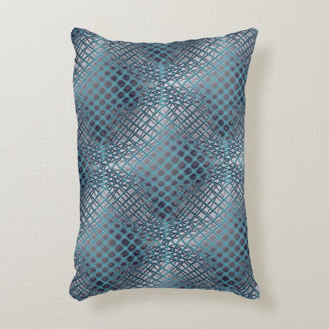 Almofada Decorativa Ciano desenhado que parece um emaranhado de redes  (Frente(Vertical))