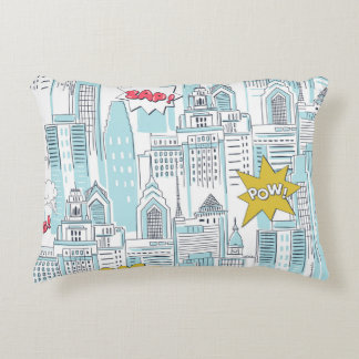 Almofada Decorativa Cidade dos quadrinhos: padrão vintage