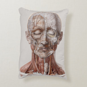 Almofada Decorativa Ciência de Anatomia Humana Antiga, Cabeça Garganta