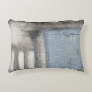 Almofada Decorativa Cinza Abstrato e pintura azul
