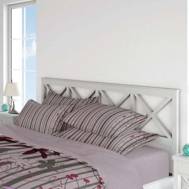 Almofada Decorativa cinza de flores florais (Criador carregado)