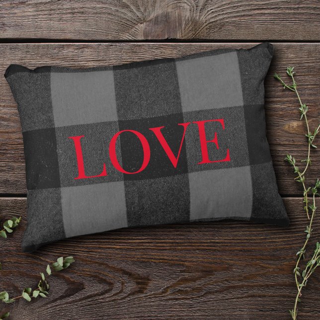 Almofada Decorativa Cinza e Preto Flannel com Perfusão de Amor (Criador carregado)