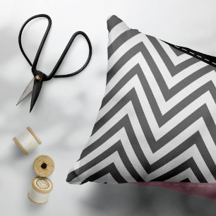 Almofada Decorativa Cinza Zigzag, Cinza Chevron, Zigzag Patterno, Rosa