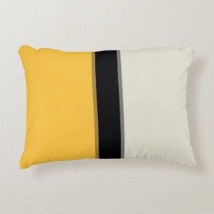 Almofada Decorativa Cinzas de Prata Amarelo-Mostarda Moderna Stripes N