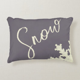 Almofada Decorativa Cinzas roxas com script de neve, manteiga com nata