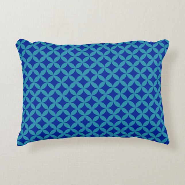 Almofada Decorativa Círculo de turquesa azul-marinho retrógrado Lata d (Frente)
