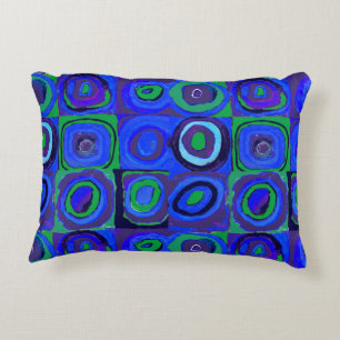 Almofada Decorativa Círculo Quadrado do Kandinsky Farbstudie Blue Quad