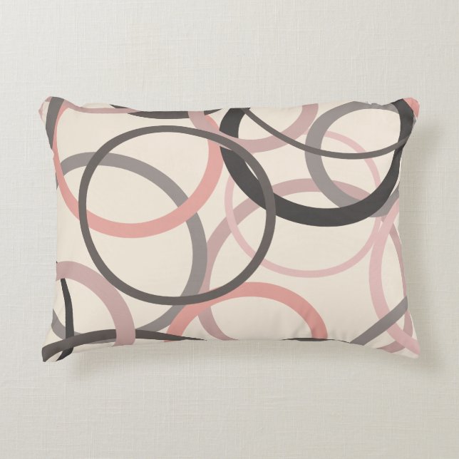 Almofada Decorativa Círculos cor-de-rosa e Cinzas (Frente)