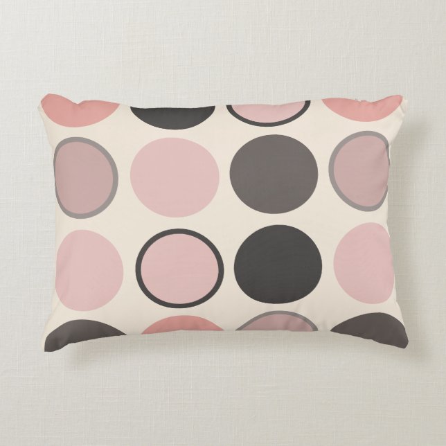 Almofada Decorativa Círculos Rosa e Cinza Mid-century Modern (Frente)