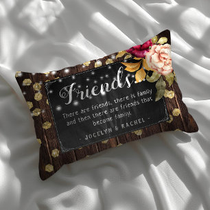 Almofada Decorativa Citação 'Amigos' Personalizada em Estilo Rústico C