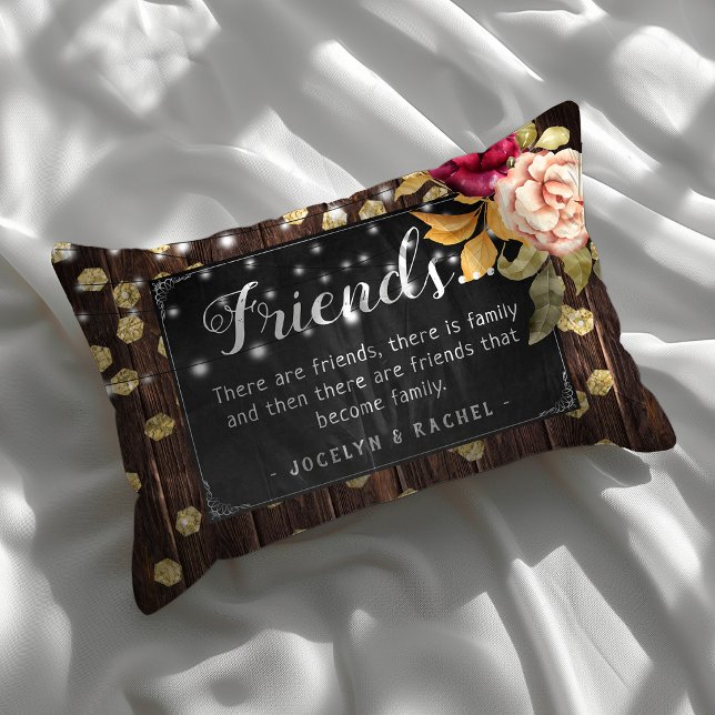Almofada Decorativa Citação 'Amigos' Personalizada em Estilo Rústico C (Criador carregado)