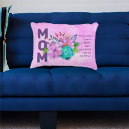 Almofada Decorativa Citação MOM sobre Watercolor Floral PINK