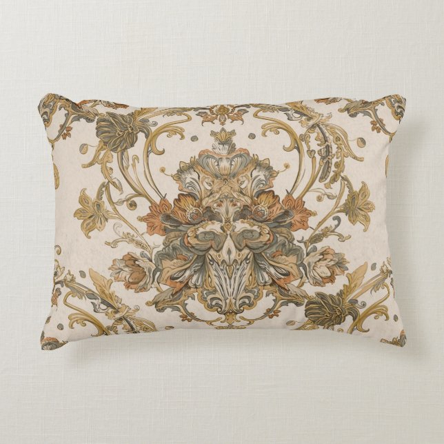 Almofada Decorativa Classic, Luxury Ornament, Gold Beigi Grey (Frente)