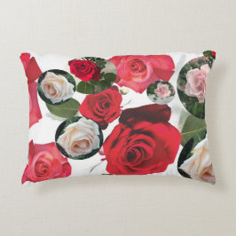 Almofada Decorativa Clássico elegante vermelho-chic floral,creme,rosas