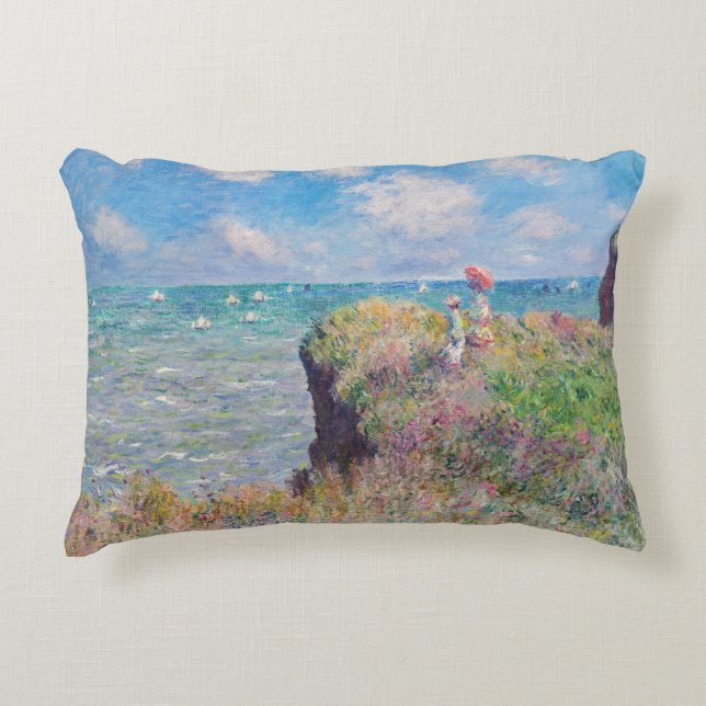 Almofada Decorativa Claude Monet - Cliff Walk em Pourville (Frente)
