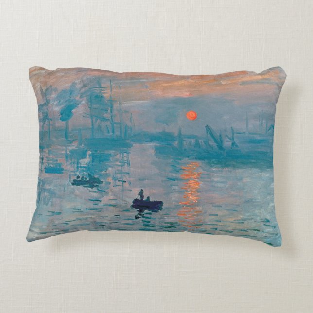 Almofada Decorativa Claude Monet Impressão Nascer do Sol Francês (Verso)