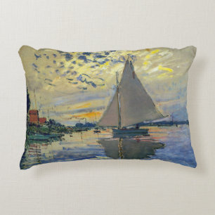Almofada Decorativa Claude Monet - Navio de vela no Le Petit-Gennevill