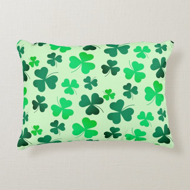 Almofada Decorativa Clover Shamrock Dia de São Patrício verde irlandês (Frente)