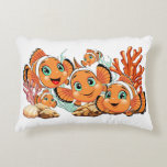 Almofada Decorativa Clown fish Cartoon cute Family Underwater<br><div class="desc">Cute and Joyful little Clownfish Cartoon Characters swimming together on underwater Coral Reef Background. Original Vector Illustration Copyright BluedarkArt.</div>