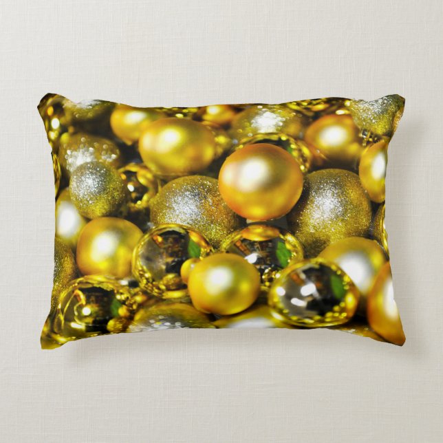 Almofada Decorativa Cluster de Bola de Natal Amarelo e ouro (Frente)