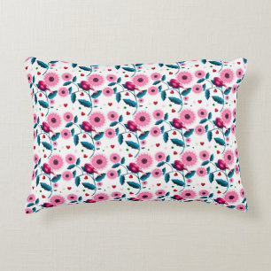 Almofada Decorativa Cobertor de Design Botânico Floral de Pássaro Rosa