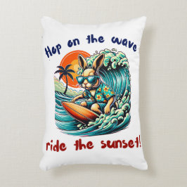 Almofada Decorativa Coelhinho surfando com óculos escuros sob ondas so