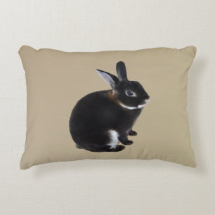 Almofada Decorativa Coelho Mini Rex Escuro e Branco