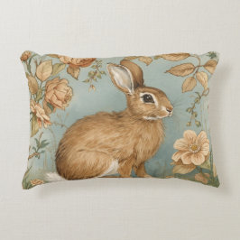 Almofada Decorativa Coelho Vintage, Coelho Coelho, Padrão de Flores, R