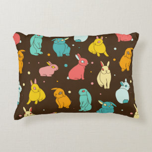 Almofada Decorativa Coelhos multicoloridos, diferentes, lebres num esc