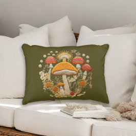 Almofada Decorativa Cogumelos e algodão de flor selvagem