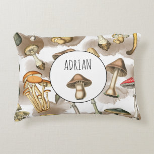 Almofada Decorativa Cogumelos Florestais Personalizados